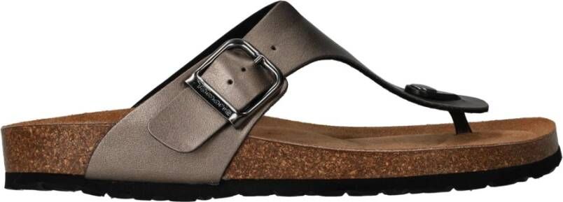 tamaris Bronze Metallic Slipper met Leren Voetbed Yellow Dames