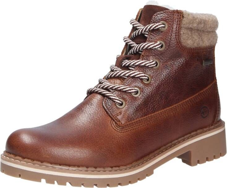 Tamaris leren enkellaars gevoerd 1-26244-41 dameslaarzen M2624441 bruin