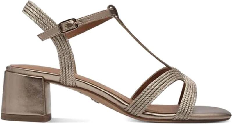Tamaris Elegante Bronzen Sandalen met Blokhak