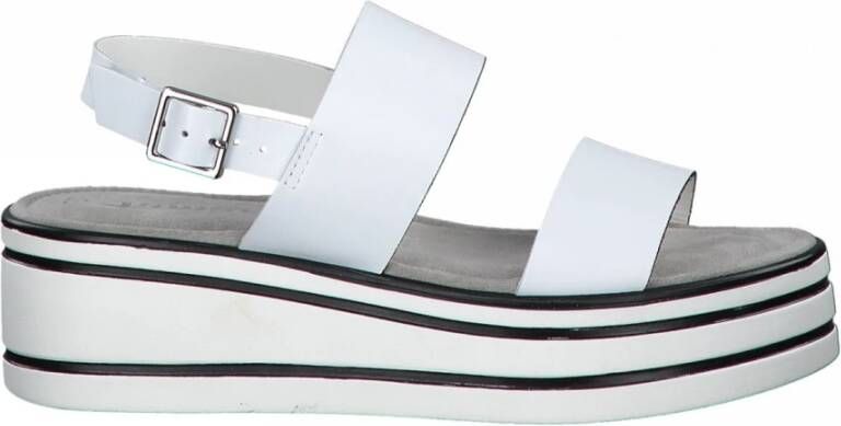 Tamaris Elegante witte platte sandalen voor vrouwen White Dames