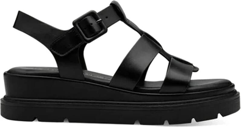 Tamaris Elegante zwarte sandalen met gevlochten bandjes