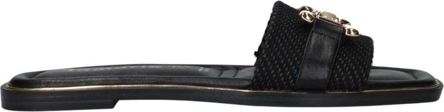 tamaris Elegante Zwarte Slipper met Gouden Ketting Black Dames