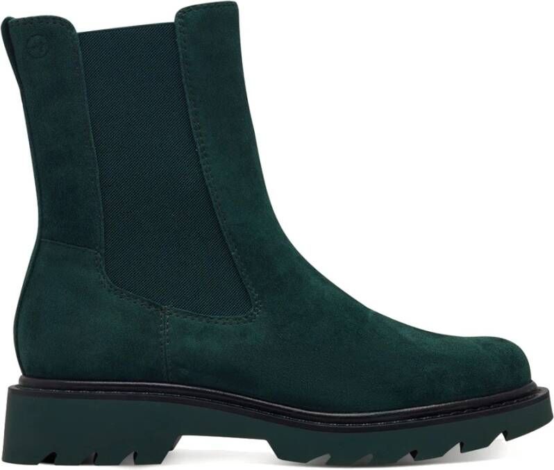 tamaris Groene Leren Laarzen Ronde Neus Green Dames