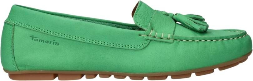 tamaris Groene leren loafers voor dames Green Dames