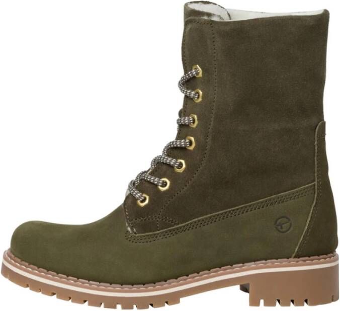 tamaris Groene Leren Sandalen met Wollen Voering Green Dames