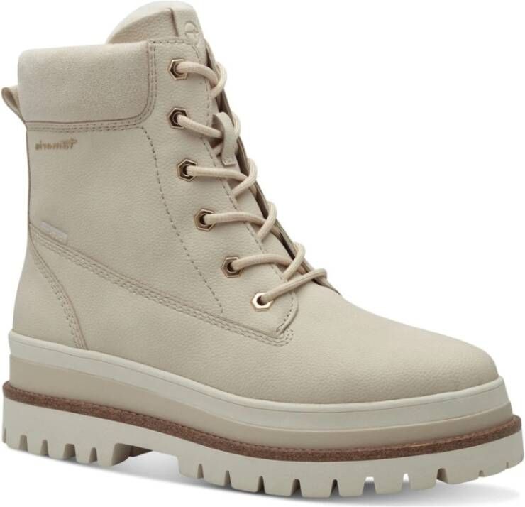 Tamaris Winterlaarzen Blokhak plateau veterschoenen in vegan verwerking