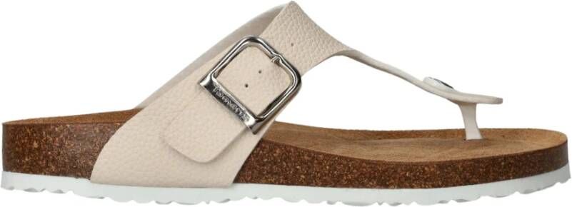 tamaris Ivoor Leren Voetbed Slipper Beige Dames