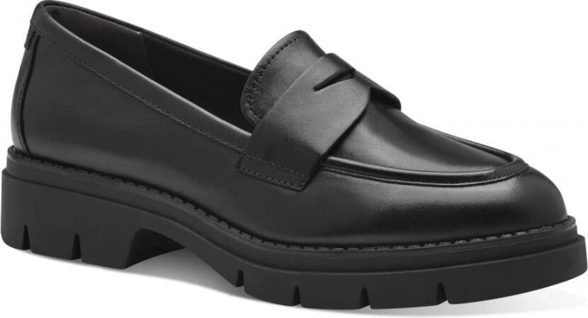 tamaris Klassieke leren loafer Black Dames