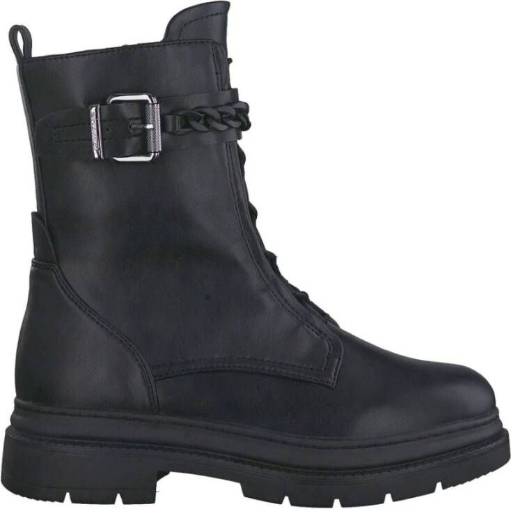 Tamaris Veterlaarsjes blokhak veterschoenen met modieuze decoratieve gesp