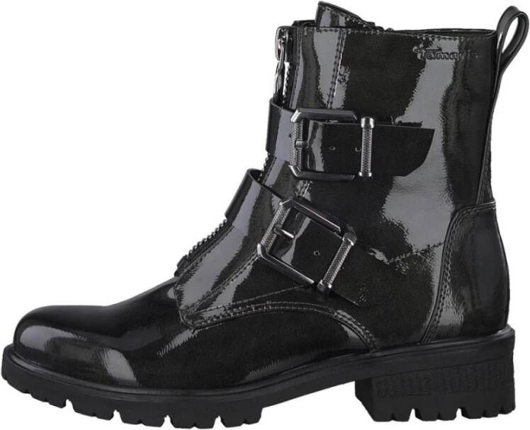 Tamaris Hoge Laarzenjes met lage hak en krokodillenpatroon Black Dames