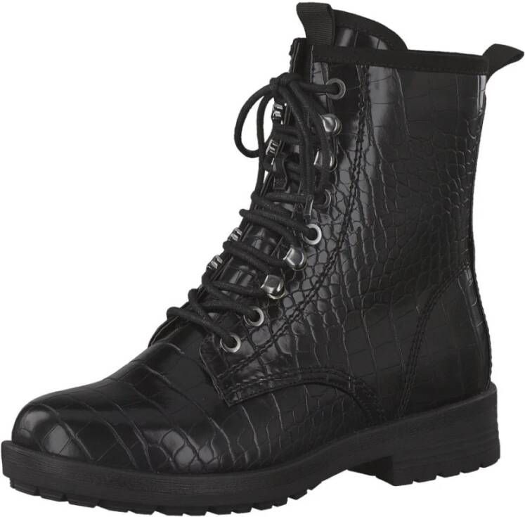 Tamaris Lage hakken Croco Enkellaarzen Black Dames