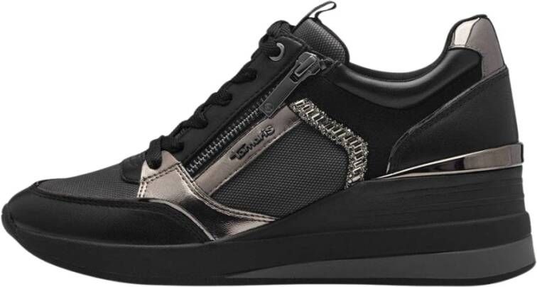 Tamaris Sneakers met sleehak freizeitschoen lage schoen veterschoen met sierstenen - Foto 2