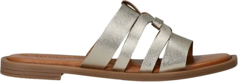 tamaris Metallic Gouden Leren Slipper Multicolor Dames