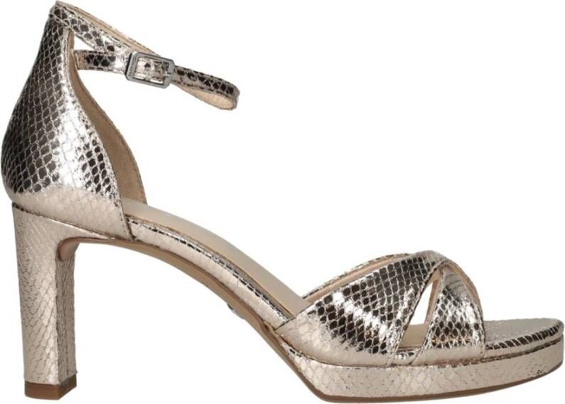 tamaris Metallic Gouden Vegan Sandalette met 7 5 cm Hak Yellow Dames