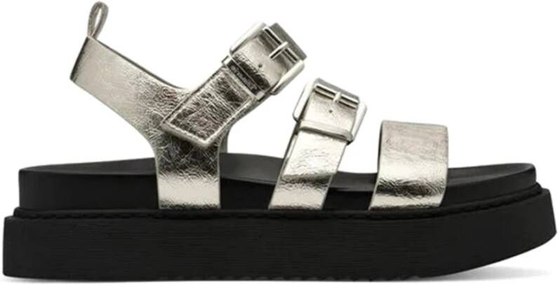 Tamaris Moderne Grijze Sandalen met Dubbele Gespsluiting