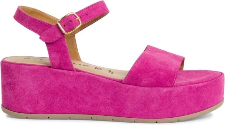 tamaris Roze Suède Casual Open Sandalen Pink Dames