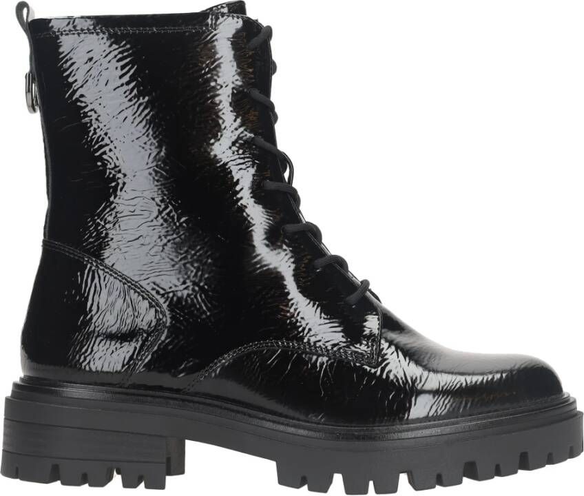 tamaris Stijlvolle zwarte vegan veterlaarzen Black Dames