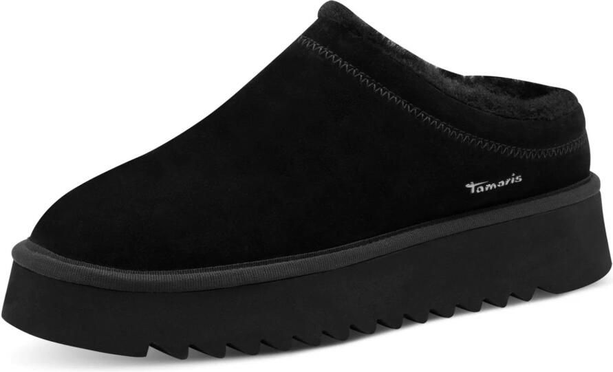 Tamaris leren muiltje 1-27300-45-001 damesmuiltje warm gevoerd zwart