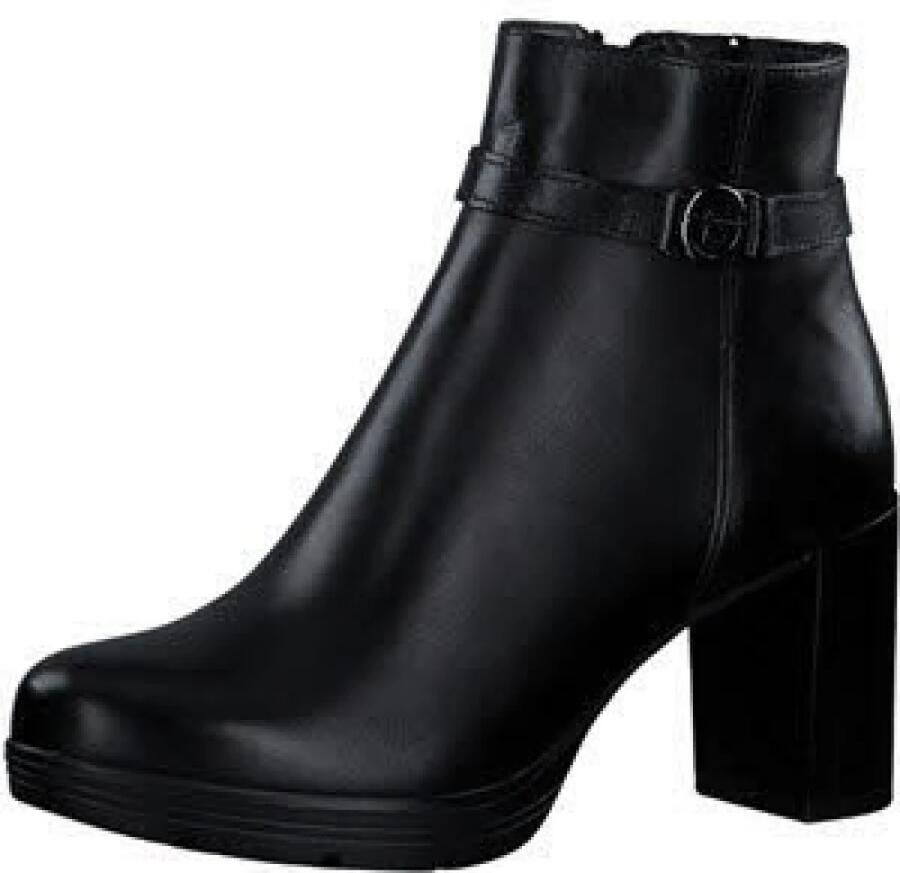 Tamaris Stijlvolle leren enkellaars met 8 cm hak Zwart Dames - Foto 4