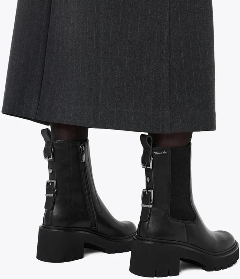 Tamaris Chelsea-boots blokhak enkellaarsjes met siergesp-element op de hiel - Foto 2