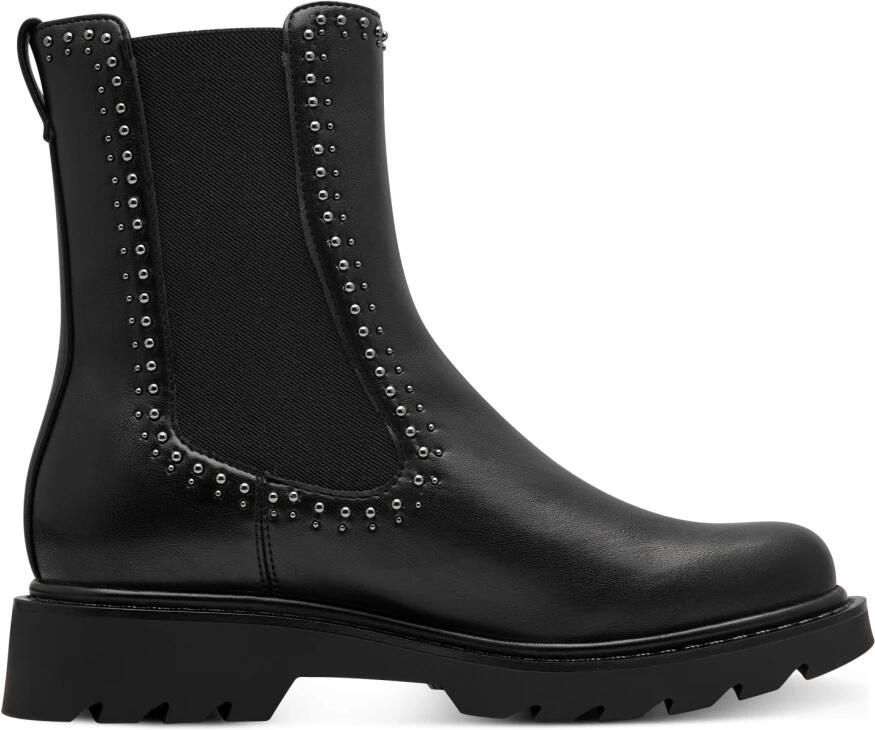 Tamaris Chelsea-boots blokhak enkellaars bikerboots bezet met glanzende studs - Foto 4