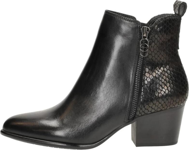 Tamaris Elegante Zwarte Dierenprint Enkellaars Black Dames