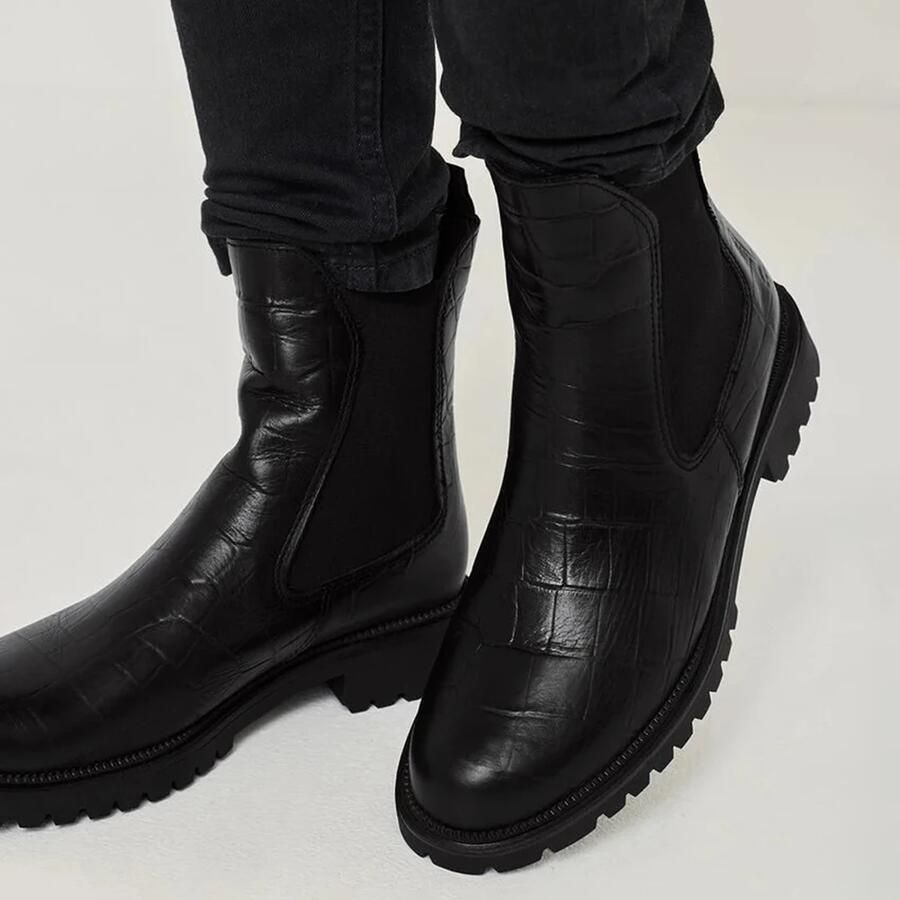 Tamaris dames Chelsea boot leren laarzen enkellaarzen dames M2542741 zwart croco - Foto 3