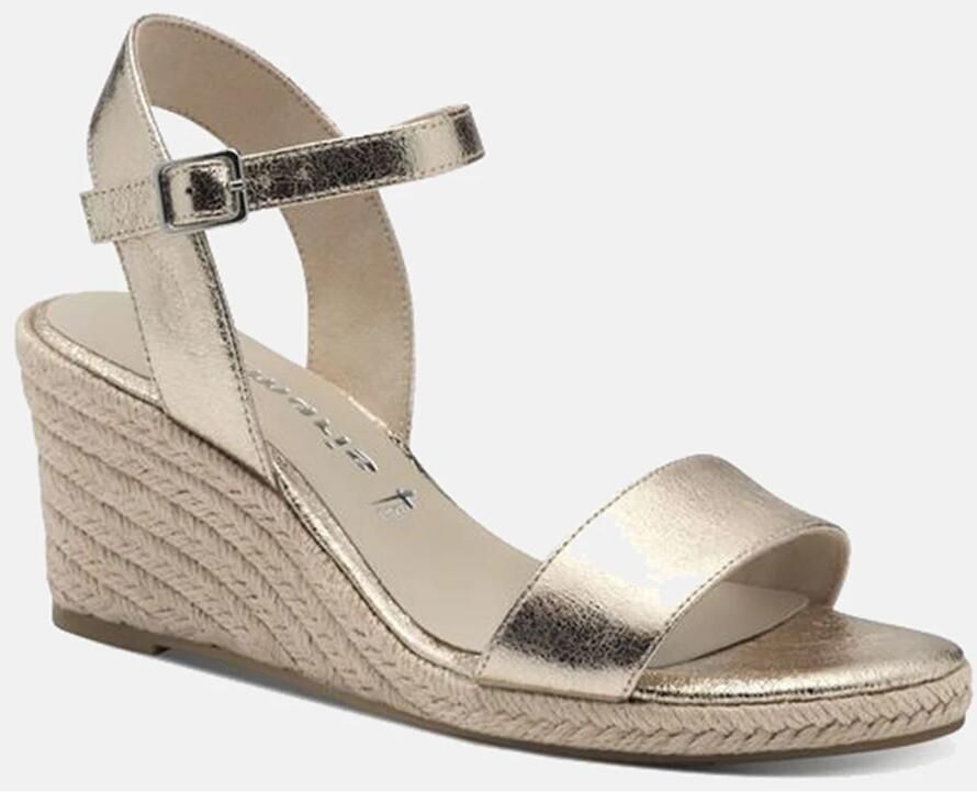 Tamaris Sleehaksandaaltjes zomerschoen sandaal sleehak met jute-beslag smalle vorm - Foto 2