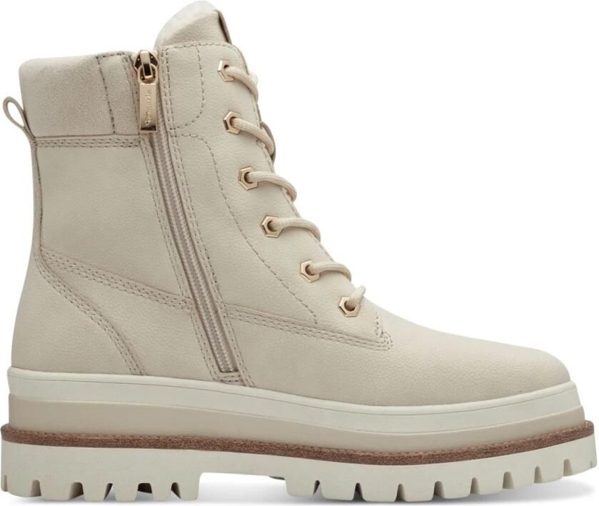 Tamaris Winterlaarzen Blokhak plateau veterschoenen in vegan verwerking