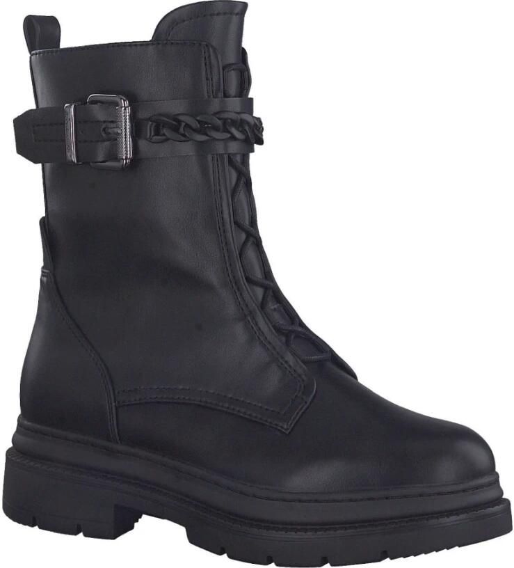 Tamaris Veterlaarsjes blokhak veterschoenen met modieuze decoratieve gesp