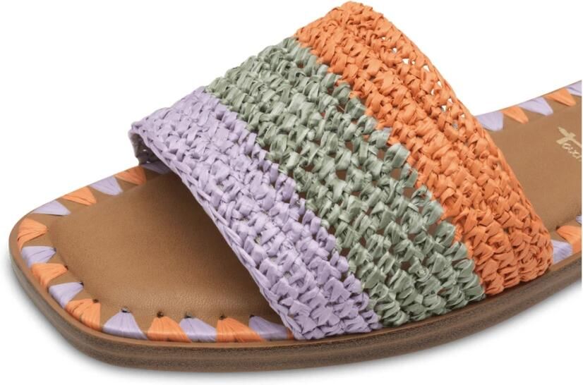 Tamaris Slippers blokhak zomerschoen strandschoen tweekleurige bies van bamboe - Foto 4