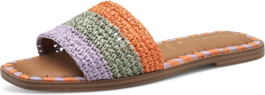 Tamaris Slippers blokhak zomerschoen strandschoen tweekleurige bies van bamboe - Foto 2