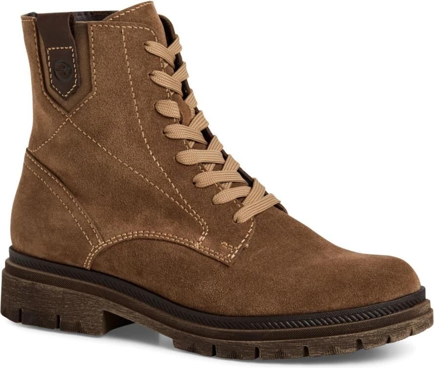 Tamaris Veterlaarsjes blokhak veterboots met modieuze siernaden - Foto 2