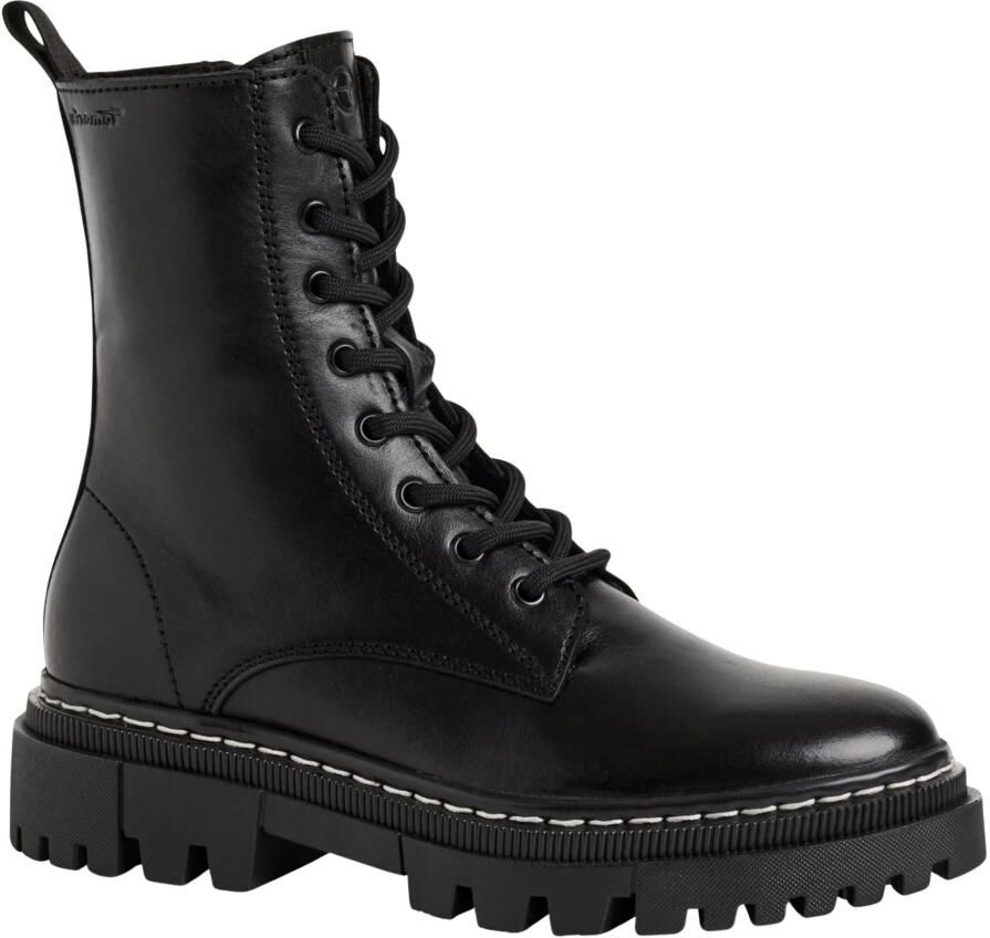 Tamaris Veterlaarsjes 'Schnürstiefel Damen 1-25276-41 003 Echtleder in schwarz' zwart