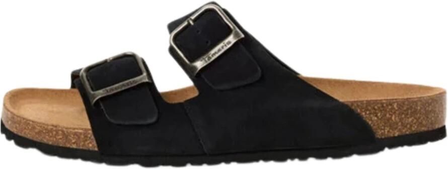 Tamaris heren leren slippers 1-17400-44-010 met voetbed zomerschoenen zwart