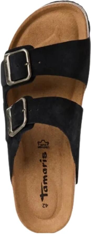 Tamaris heren leren slippers 1-17400-44-010 met voetbed zomerschoenen zwart - Foto 4