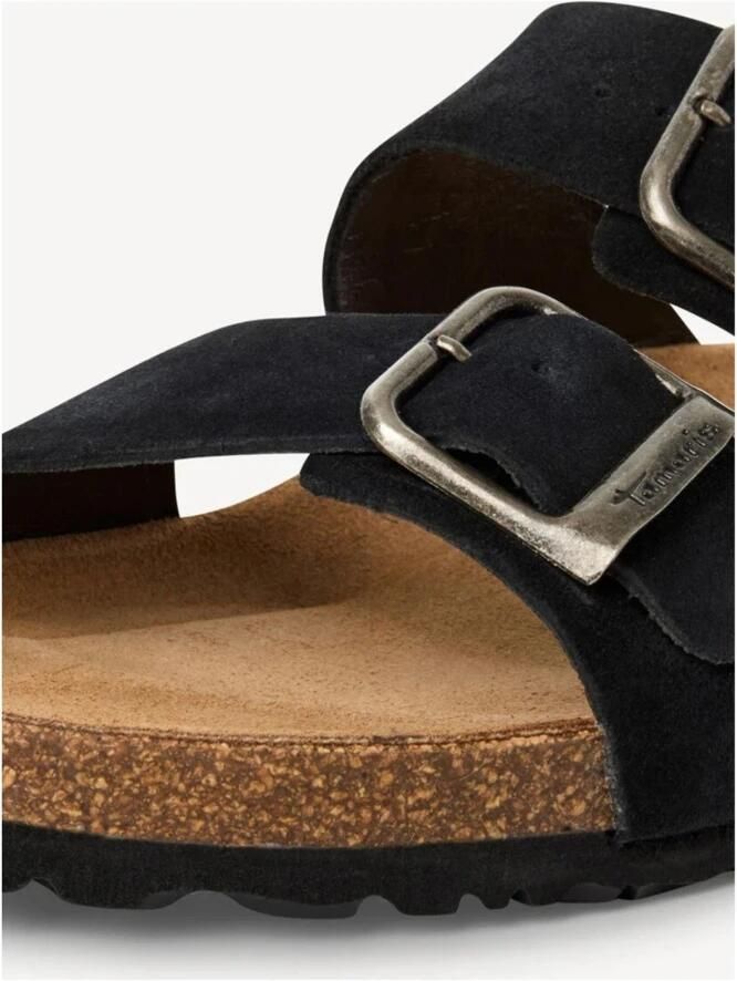 Tamaris heren leren slippers 1-17400-44-010 met voetbed zomerschoenen zwart - Foto 3