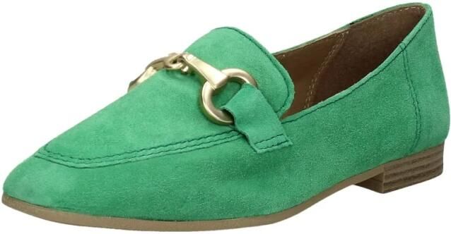 Tamaris Groene suède loafers met verharde hiel en gouden detail Green Dames - Foto 4