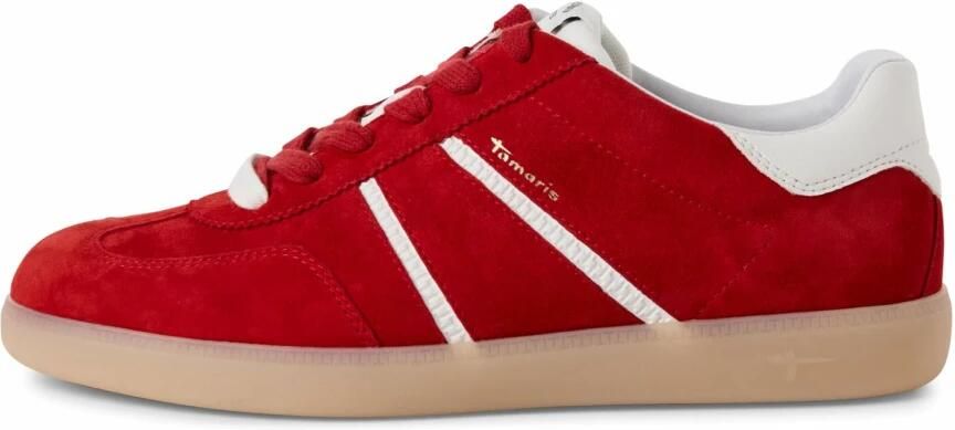 Tamaris Plateausneakers vrijetijdsschoen lage schoen veterschoen met glitter op de hiel - Foto 7