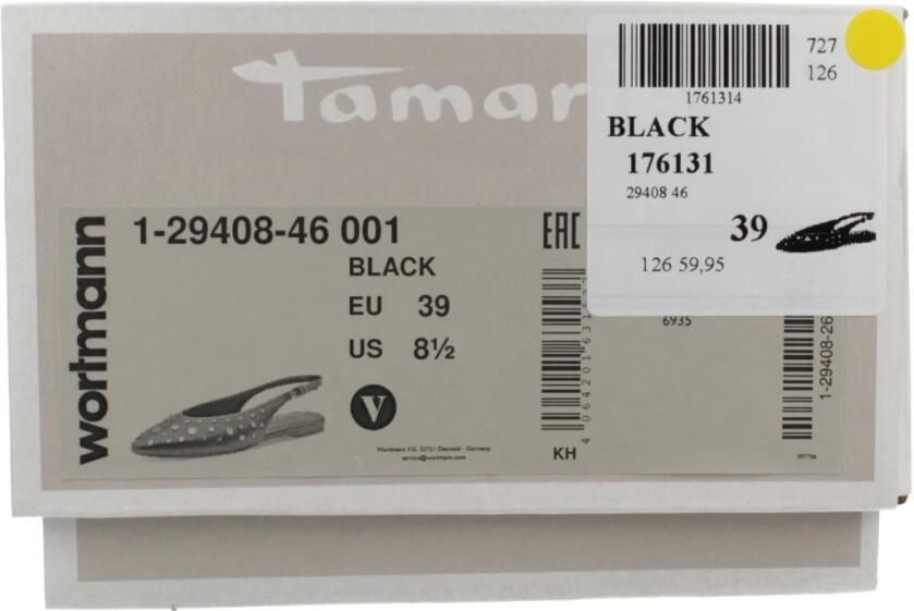 Tamaris Ballerina met riempjes zwart zilver - Foto 5
