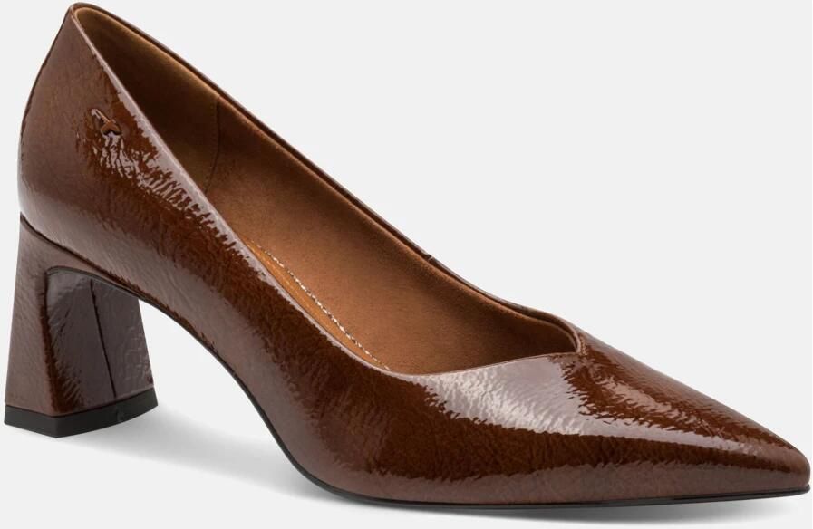 Tamaris Pump Met Hak Leer Bruin
