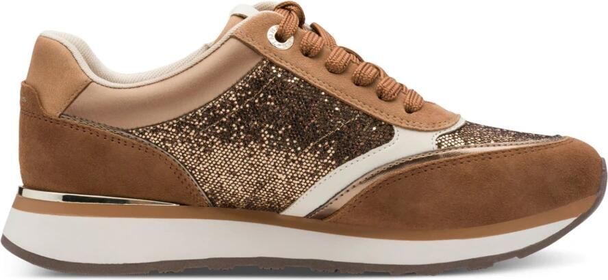 Tamaris Sneakers met sleehak vrijetijdsschoen lage schoen veterschoen met contrastafwerkingen
