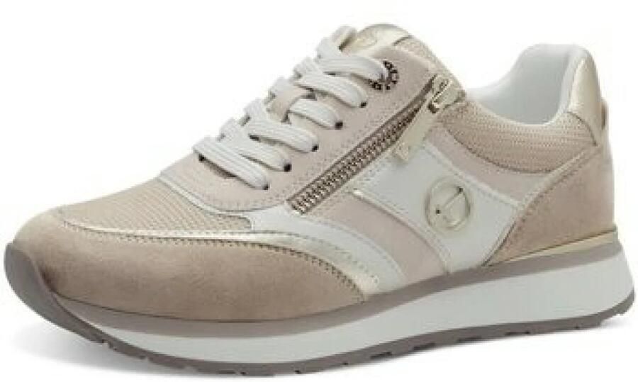 Tamaris Sneakers met sleehak vrijetijdsschoen lage schoen veterschoen met contrastafwerkingen