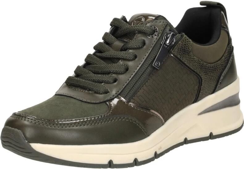 Tamaris Sneakers met sleehak vrijetijdsschoen lage schoen veterschoen met buitenrits