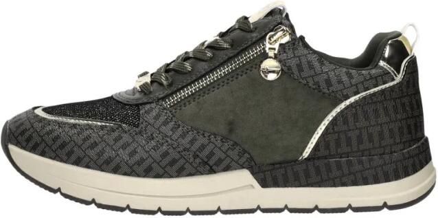 Tamaris Sneakers met sleehak vrijetijdsschoen lage schoen veterschoen met trendy metallic-details