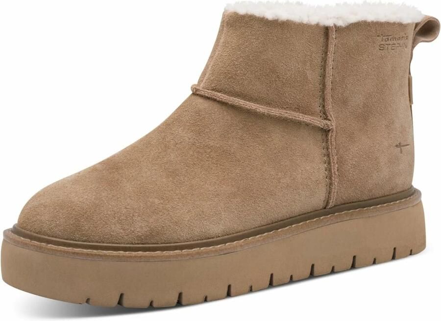 Tamaris Comfort leren enkellaarsjes voor dames 8-86410-47-310 brede pasvorm met warme voering
