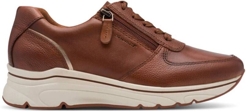 Tamaris Urban-Chic Bruine Sneakers met Dubbele Rits