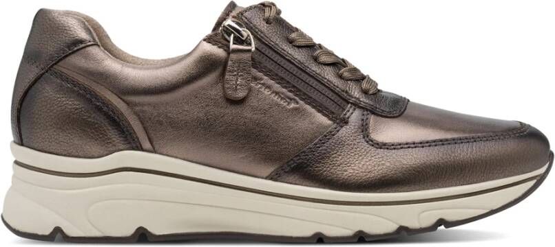 Tamaris Urban-Chic Bruine Sneakers met Dubbele Rits - Foto 2
