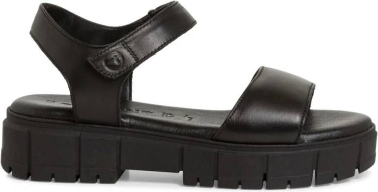 tamaris Zwarte Casual Open Platte Sandalen Black Dames