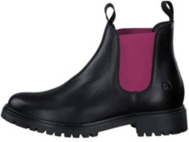 Tamaris Zwarte Chelsea Boot met Fuchsia Detail